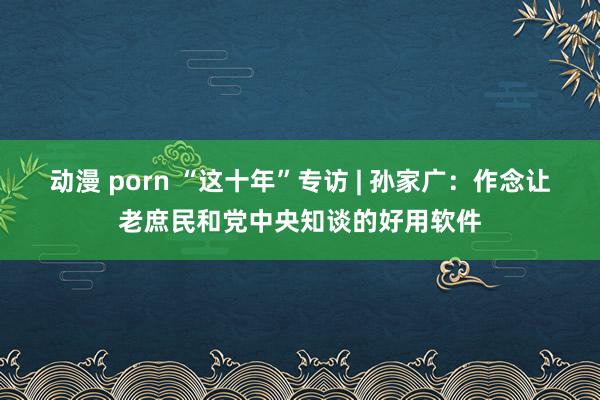 动漫 porn “这十年”专访 | 孙家广：作念让老庶民和党中央知谈的好用软件