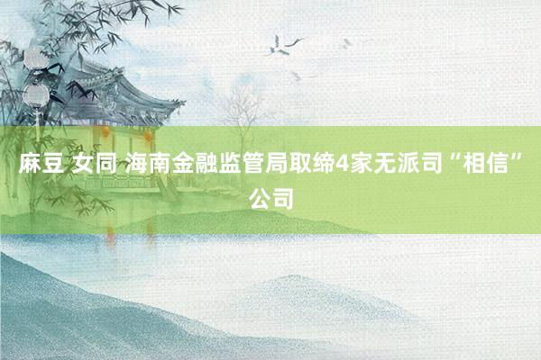 麻豆 女同 海南金融监管局取缔4家无派司“相信”公司