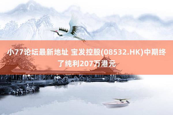 小77论坛最新地址 宝发控股(08532.HK)中期终了纯利207万港元